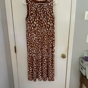 Adorne Brown and White Sleeveless Dress | 10